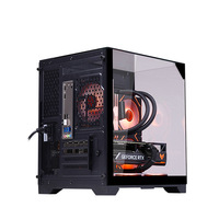 Boîtier PC de bureau Matx à trois faces vitrées avec vue sur la mer, refroidissement par eau, côtés transparents, pour jeux, Skyline Mini Noir