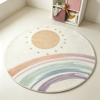 Tapis rond pour enfants antidérapant, lavable en machine, non toxique, moderne, abstrait, arc-en-ciel, pour chambre d'enfant