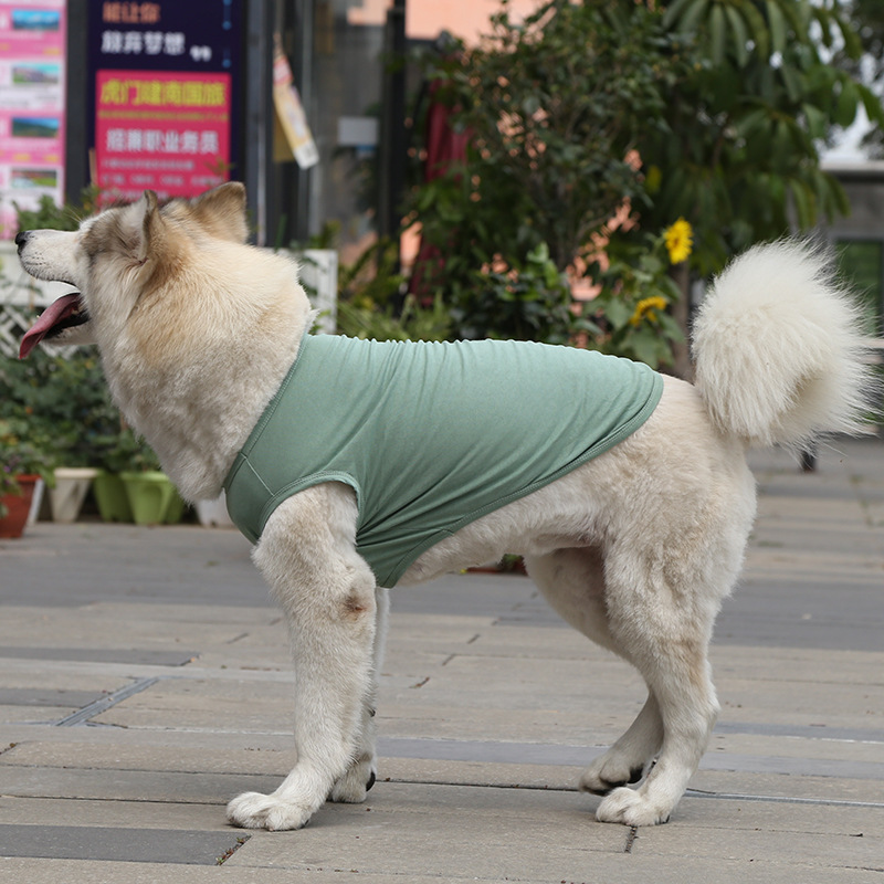 เสื้อกั๊กผ้าฝ้าย 100% สีเขียวถั่วบริสุทธิ์