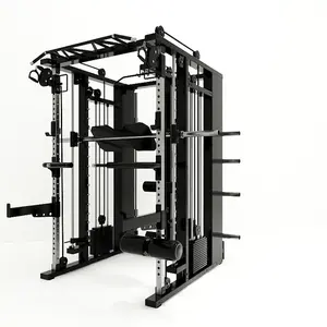 Đa chức năng Smith huấn luyện viên với cáp chéo & Rack với 80kg * 2 Trọng lượng Stack