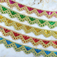 Dentelle brodée à paillettes triangulaires, dentelle à motifs, rideaux, textiles de maison, accessoires de style ethnique, dentelle