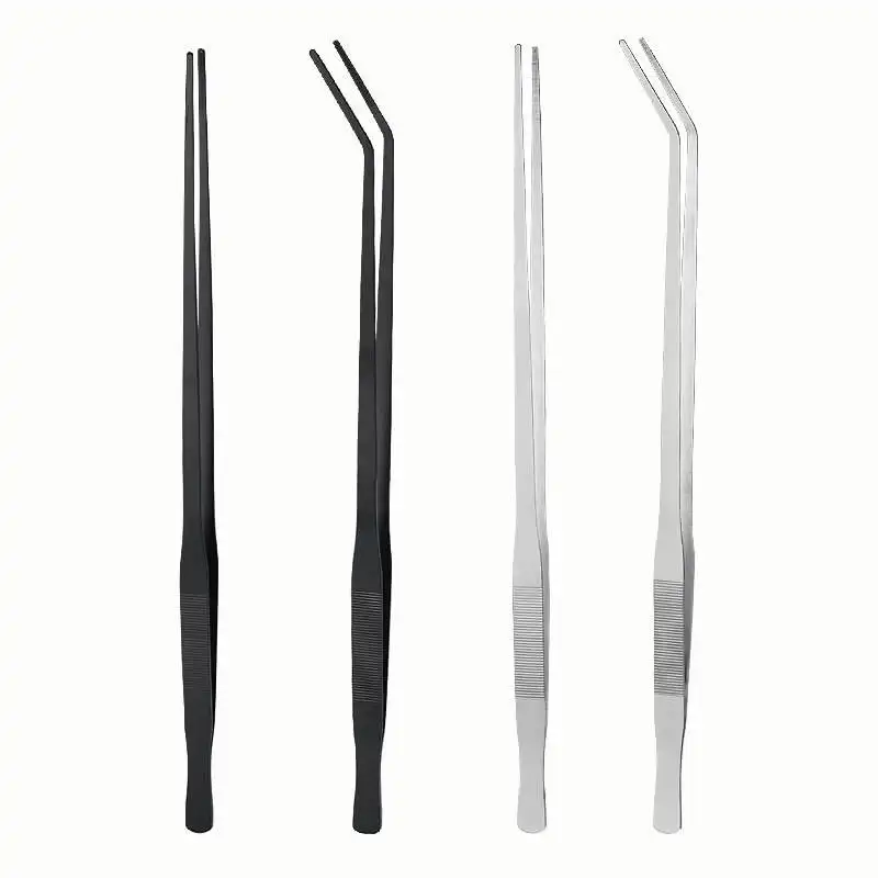 Quality Fish Tank Cleaner Aquarium Stainless Steel Straight & Curved Tweezers Water Grass Clip For Pet Shrimp Reef Stone