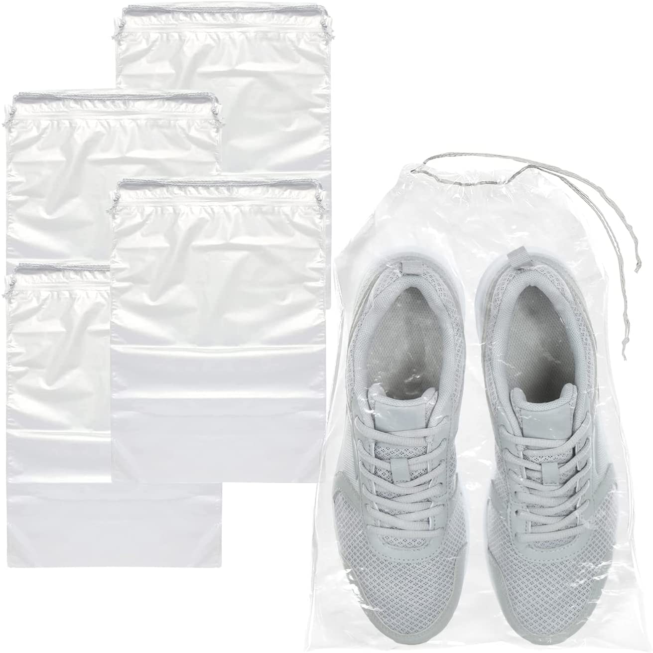 2mil Clear Plastic Travel Shoe Bags com Drawstring Closures Side Gusset Bag para Embalagem e Armazenar Roupas