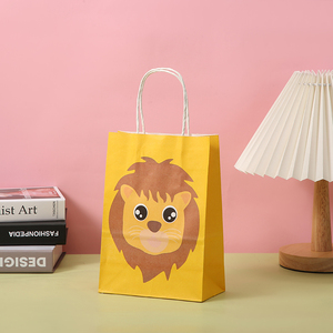 Sac en papier kraft pour enfants, bonbons, nourriture, cadeau, décoration, animaux de la forêt de la jungle, <span class=keywords><strong>roi</strong></span> <span class=keywords><strong>lion</strong></span> - Product Image 3