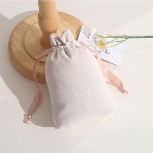 Fashion Custom Silk Rope Velvet Jewelry Packaging Bag <b>Drawstring</b> <b>Pouch</b> With Printed Logo - Product Image 4