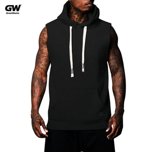 Felpe Senza Maniche con Cappuccio da <span class=keywords><strong>Uomo</strong></span> di Alta Qualità, Personalizzate, Effetto Consumato, in Maglia Pesante 100% Cotone, Vestibilità <span class=keywords><strong>Slim</strong></span> - Product Image 4