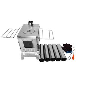 <span class=keywords><strong>Estufa</strong></span> de Leña para Exteriores de Acero Inoxidable con Ventanas de Vidrio para Observación del Fuego, Diseño Plegable para Calefacción en Campamentos - Product Image 4