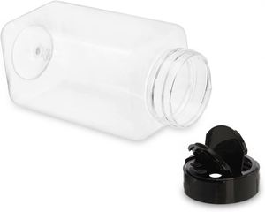 Cheap Transparent Eco-Friendly PET Plastic 2oz Empty Square Salt and Pepper <b>Spice</b> Bottles with Dual Open Lid - Product Image 4