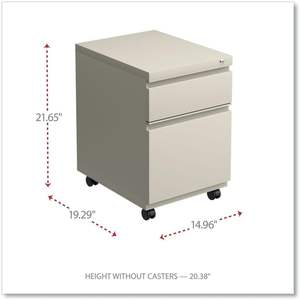 Alera Two-Drawer <b>Metal</b> Pedestal File Cabinet 14 7/8w X 19 1/8d <b>Putty</b> Full Length Pull Elegant Office Furniture - Product Image 2