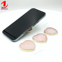 Love Heart Rose Quartz Golden Rim Edge Custom Mobile Elastic Phone Stand Sticker Handle Finger Grip Holder Socket