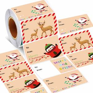 Autocollants en papier adhésif acrylique double face les plus vendus, décorations personnalisées de Noël avec Père Noël, arbre de Noël et cadeaux - Product Image 1