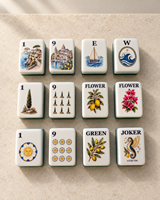 Ensemble de Mahjong américain de luxe, thème Jardin Oriental, 160 tuiles en acrylique, avec motifs Portail Torii et Paysage Mont Fuji, pour offrir