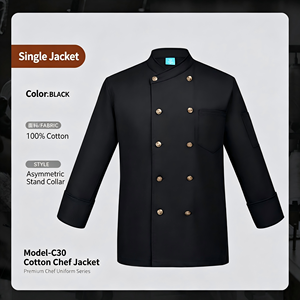 Veste de chef 100% coton tissé pour homme et <span class=keywords><strong>femme</strong></span>, double boutonnage, manches longues, uniforme de chef, vêtements de travail de <span class=keywords><strong>cuisine</strong></span>, hôtel, restaurant, boulanger - Product Image 4