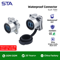Conector de Fibra Óptica Impermeable SL24, Conexión Rápida, Metálico, LC, Monomodo, Doble Núcleo, Cable de Comunicación IP67, Conector Hembra Cuadrado
