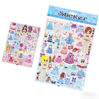 ZKJ Autocollants de scrapbooking Famille de poupées de dessin animé, décorations stéréo mignonnes pour carnet de notes, kit de matériel DIY pour enfants