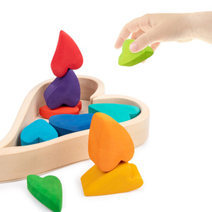 Set di blocchi impilabili a <span class=keywords><strong>cuore</strong></span> arcobaleno blocchi di legno con vassoio in legno blocchi di costruzione pastello <span class=keywords><strong>educazione</strong></span> per <span class=keywords><strong>l</strong></span>'apprendimento precoce - Product Image 4