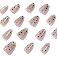 Laisense Art Simple Grey Cat-Eye Short Almond-Shape Black Polka-Dot Wearable ABS Material Press-On Nails Nail Tip