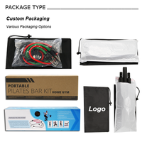 GEDENG Kit de barres de Pilates avec bandes de résistance ajustables Bâton de Pilates d'exercice portable à 3 sections