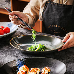 Assiettes à sushi et à poisson en céramique de style japonais, de forme irrégulière, créatives, pour collations et desserts, compatibles micro-ondes, émaillées, pour hôtels - Product Image 4