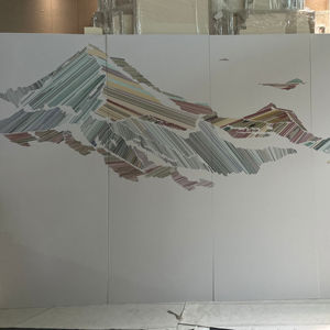 现代几何刺绣聚氯乙烯墙板可定制家居装饰卧室电视背景防潮浴室防火 - Product Image 1