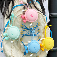 Mignon porte-clés en silicone écologique en forme de macaron 3D, mini pochette de rangement pour pièces de monnaie et écouteurs, cadeau de rentrée scolaire pour