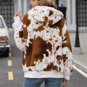 <span class=keywords><strong>Felpa</strong></span> con cappuccio in velluto felpe con cappuccio di flanella invernale giacca Cardigan stampata con cerniera con cappuccio da <span class=keywords><strong>donna</strong></span> - Product Image 2