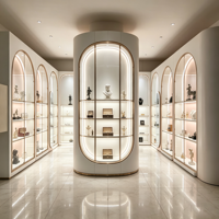 Vitrine de présentation sur pied personnalisée en verre trempé avec éclairage LED pour magasin de détail et musée