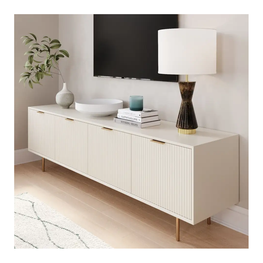 2023 Luxury TV Unit Cabinets Modern Stand And Coffee Table With Doors Brass Grasp Handle For Living Room Furniture