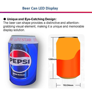 จอแสดงผล LED สำหรับโฆษณาเบียร์และโคล่า ความสว่างสูง 1000cd กันน้ำ IP65 ติดตั้งแบบตั้งพื้น - Product Image 3