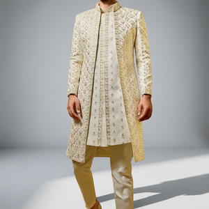 NEW ELEGANT and BEAUTIFUL EMBROIDERY on SHERWANI WITH SILK FABRIC >Men's Suits & <b>Blazer</b>>Men's Suits - Product Image 5