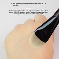 Kuas Make-up Foundation Bentuk Lidah dengan Gagang Kayu Melengkung, Kuas Masker Wajah Ultra-tipis