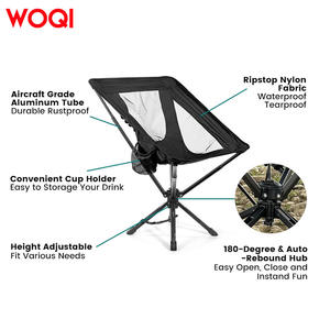 Silla Portátil Plegable Woqi con Marco de Aluminio, Capacidad de Carga de 140 kg, Silla Compacta para Jardín, Camping y Exteriores, Color Negro - Product Image 5