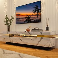 Hochwertiger Holz-TV-Schrank mit offenem Regal und Aufbewahrungsfächern, Blaue Medienkonsole, Moderner Fernsehtisch