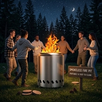 Neue Edelstahl-Feuerstelle im klassischen Design, robust und langlebig, für den Garten, mit Wärmeleitplatte, tragbar, Tischgrößen, Holzkohleheizung