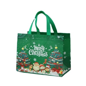 Sacs cadeaux de Noël pliables multifonctionnels en polyester non tissé avec poignées pour l'emballage et les fournitures de fête - Product Image 1