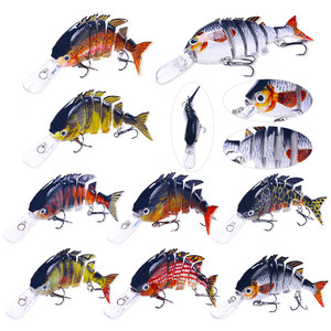 Nuovo elenco artificiale 100mm Multi colore occhi 3d segmento di plastica dura <span class=keywords><strong>pesca</strong></span> 6 esca snodata - Product Image 6