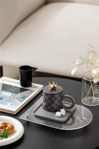 Nouvelle conception de gobelet en céramique écologique avec couvercle et <span class=keywords><strong>plateau</strong></span>, ensemble cadeau contemporain pour les cadeaux, capacité de 401 à 500 ml - Product Image 5