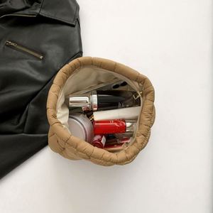2024 Custom Logo Winter Down Cotton Soft Light Weight Nylon Puffer Puffy Fluffy Quilted Makeup Cosmetic Bag Travel Make up - Product Image 5