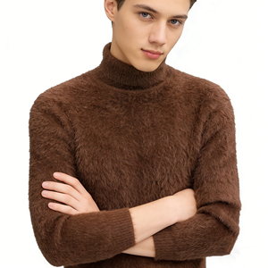 Pull à <span class=keywords><strong>col</strong></span> <span class=keywords><strong>roulé</strong></span> <span class=keywords><strong>marron</strong></span> chaud et moelleux pour <span class=keywords><strong>homme</strong></span>, <span class=keywords><strong>col</strong></span> semi-haut sans couture, pull léger de luxe pour le froid - Product Image 6