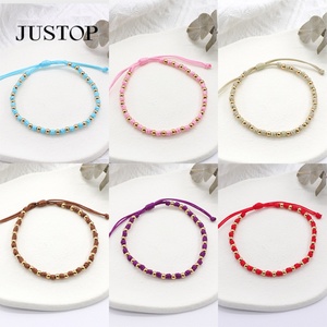 Bijoux de haute qualité chaîne en métal tissé à la main or perle breloques femmes réglable corde perles bracelet à breloques - Product Image 2