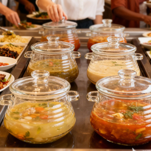 Olla de Cocina de Vidrio de Borosilicato de Alta Calidad Hecha <span class=keywords><strong>a</strong></span> Mano de 2500 ml y 3500 ml, Recipiente Transparente Saludable para Buffet, Restaurante y Hotel - Product Image 5