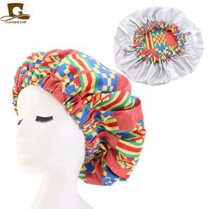 New Design Large Satin Lined Double Layer Adjustable <b>Bonnet</b> Ankara Fabric Sleep Cap for Travel & Beach - Product Image 4