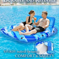 Fauteuil flottant gonflable en PVC fourni par l'usine avec deux dossier en maille 160x150cm, bouée de piscine pour adultes