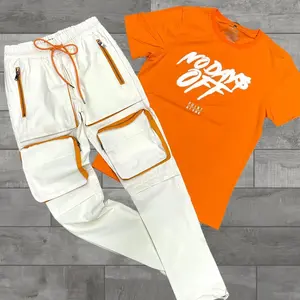 Moda Streetwear Track Suit Homens Pullover T-Shirt e Calças Jogging Sweatsuit Tricô Para Homens