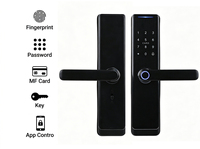 Cerradura Inteligente Biométrica Negra de Lengüeta Única E-515 con Huella Dactilar, Tarjeta, Código y WiFi para Hogar, Oficina y Hotel