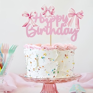 Decorazione per <span class=keywords><strong>Torta</strong></span> di Compleanno con Fiocco Rosa, Adatta per Decorare Torte di Compleanno per Ragazze - Product Image 5