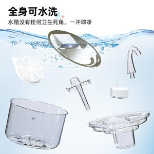 Fontaine à eau transparente pour animaux de compagnie avec filtration automatique circulante pour chiens et chats, électrique, en plastique - Product Image 2