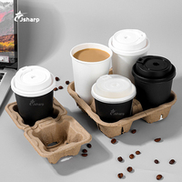 Gobelet à café en papier jetable personnalisé, recyclable, à double paroi, avec couvercle et manchon