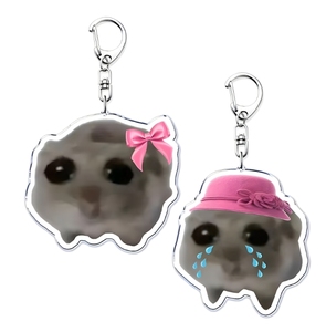 Divertido Llavero de Acrílico con Diseño de Hámster Triste 'Im Just Girl', Ecológico, Estilo Art Deco, Accesorios de Joyería, Usa Mairun, para Fans del Aniversario - Product Image 2