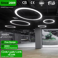 Lustre à LED en forme d'anneau doré, éclairage commercial pour hôtel, lumière suspendue circulaire moderne, éclairage de bureau, luminaires suspendus circulaires de 60 cm